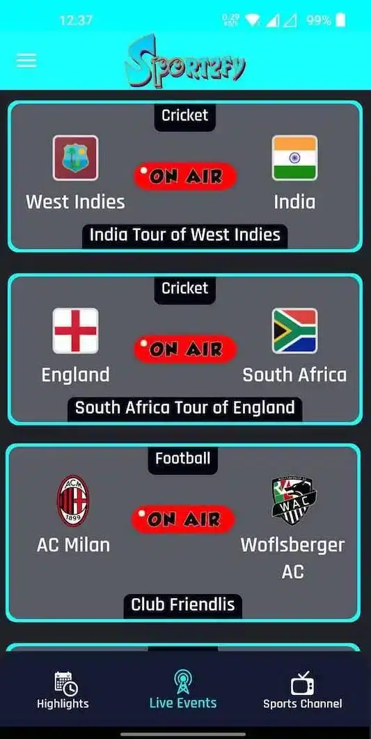 تحميل تطبيق Sportzfy Tv مهكر Apk للاندرويد 2026 أخر إصدار مجانا