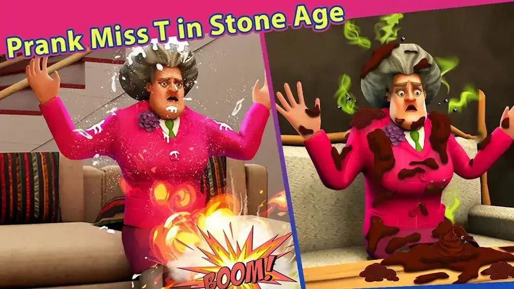 تحميل لعبة Scary Teacher 3D Stone Age مهكرة Apk للاندرويد 2026 أخر إصدار مجانا