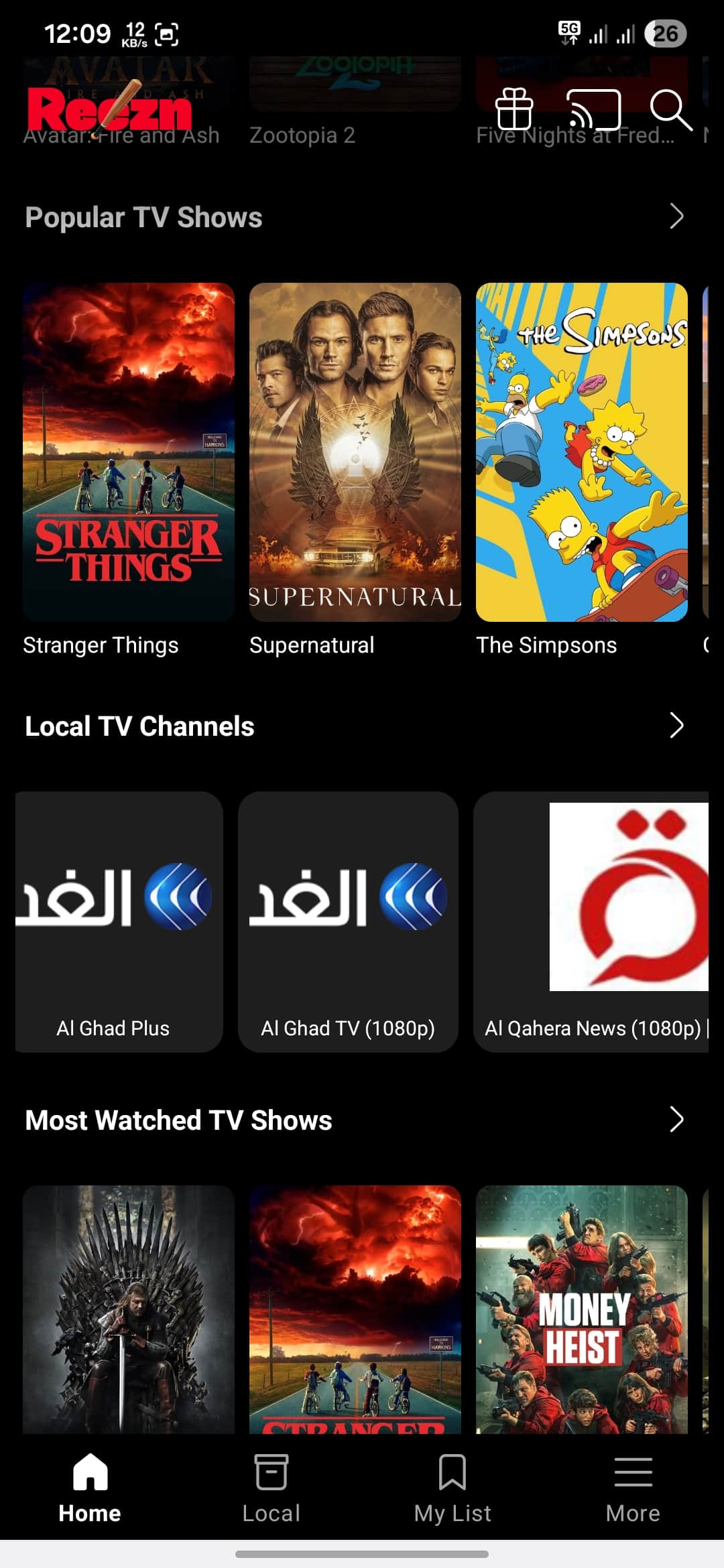 تحميل تطبيق Reezn TV v2.0.0 مهكر Apk للاندرويد 2026 أخر إصدار مجانا